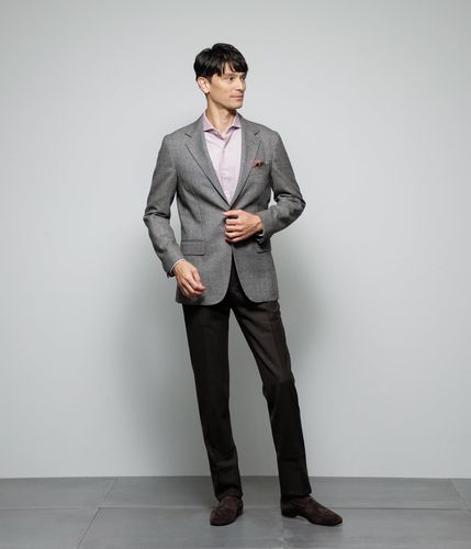 NEWYORKER ダークグレー スラックス 新品タグ付き　春夏　91 ストレッチ・防シワ】ハウンドトゥース テーパードスラックス