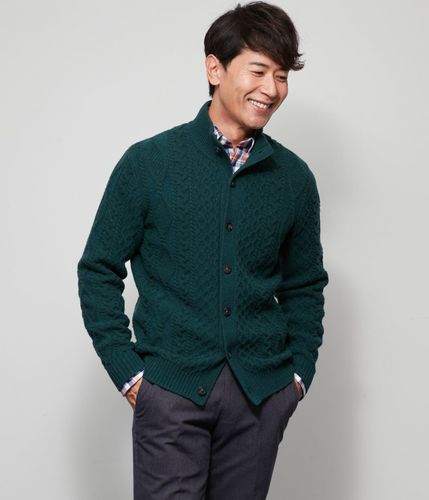 カシミヤ混 ケーブル スタンドカラーカーディガン(11536528-2025