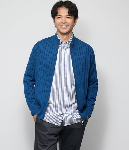 カシミヤ混 ケーブル スタンドカラーカーディガン(11536528-2025