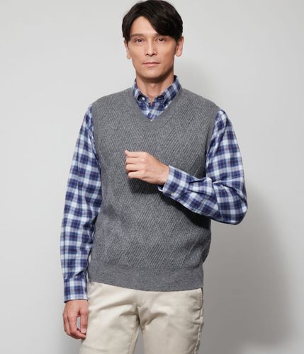 ウォッシャブル】ポリエステルラミー Vネックベスト(11575523-2025