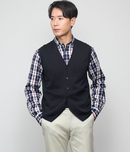 ウォッシャブル】ツイルライク 前開きニットベスト(16576500-2025