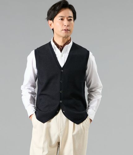 ドゥロワー カシミヤ混フリンジニットベスト プルオーバー 2 黒 ブラック Drawer - ドゥロワー ウール カシミヤ ミンクパッチ フリンジクルー
