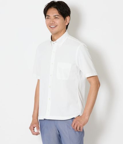 NY CARE FREE 長袖 モックネック ドレスTシャツ(ホワイト)(15608661