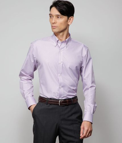 NY CARE FREE・SUPIMA COTTON オルタネイトストライプ 長袖ボタン