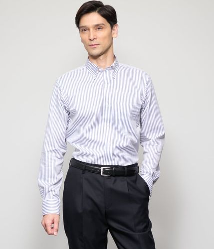 NY CARE FREE・SUPIMA COTTON オルタネイトストライプ 長袖ボタン