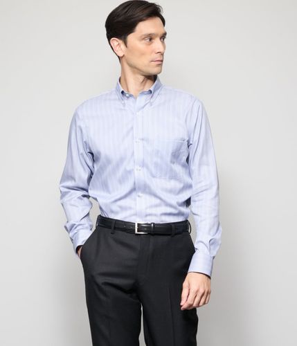 NY CARE FREE リバーストライプ 長袖ボタンダウンシャツ(11706325-2025