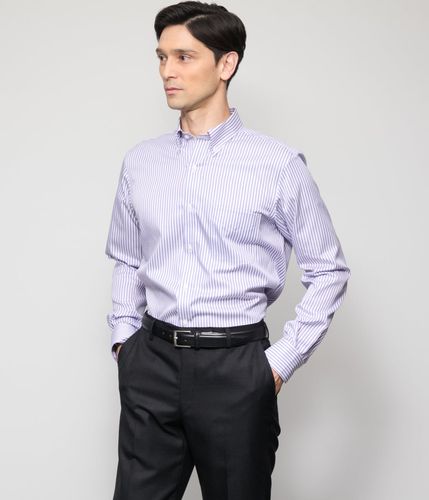 NY CARE FREE・SUPIMA COTTON オルタネイトストライプ 長袖ボタン