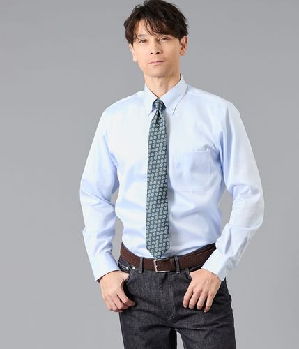 NY FitEase オックス 長袖ショートボタンダウンシャツ(11768710-2026