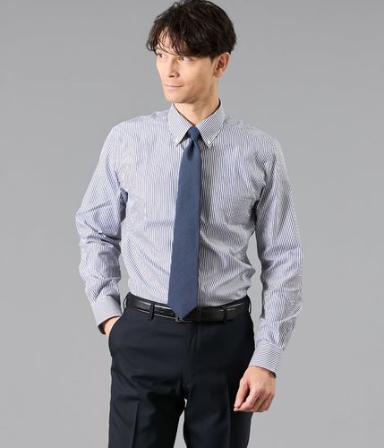 吸水速乾・防シワ】FLEXY ロンドンストライプ 長袖ボタンダウンシャツ