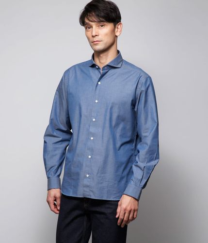 【最終価格】FRAMeWORK シャンブレーシャツ 2024 ストレッチ】シャンブレーツイル 長袖カッタウェイカラーシャツ