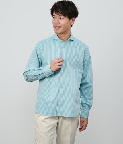 UCT】ライトグリーンストライプ 長袖ボックスシルエットシャツ