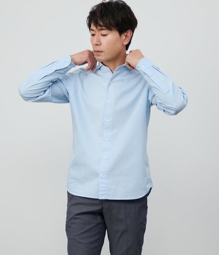 ストレッチ】オックス ロンドンストライプ 長袖ショートボタンダウン