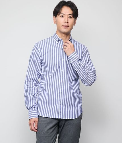 ストレッチ】オックス ロンドンストライプ 長袖ショートボタンダウン