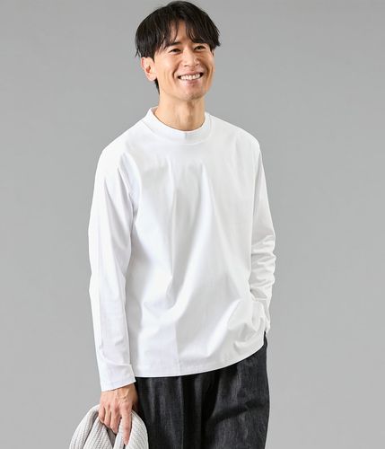 NY CARE FREE 長袖 モックネック ドレスTシャツ(ホワイト)(15608661
