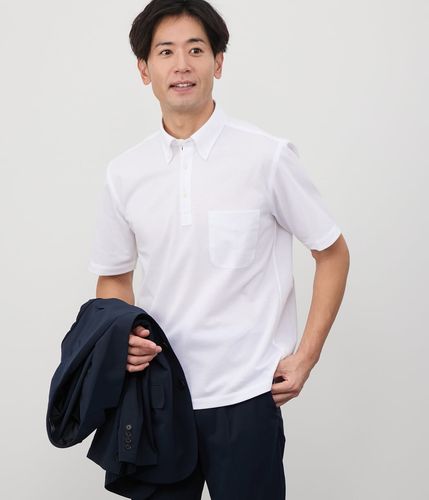 吸水速乾】COOL COMFORT サッカーストライプ ボタンダウンポロシャツ