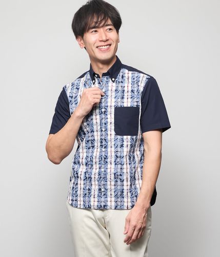 ジャカード ペイズリー 半袖ショートボタンダウンシャツ(11772744-2024