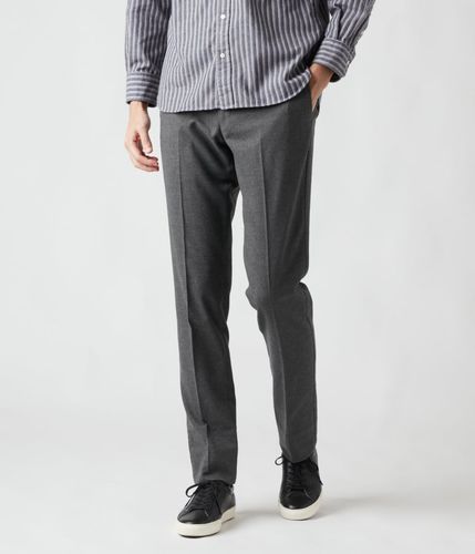 ストレッチ】梳毛フランネル ソリッド ソフトテーパードスラックス