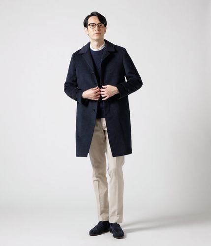 ハウンドトゥース ショートビーバー 比翼ロングステンカラー