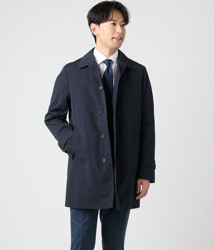 NEW YORKER ネイビー ステンカラーコート カシミヤ100% カシミヤ混 ショートビーバー シングルコート(16343302-2024