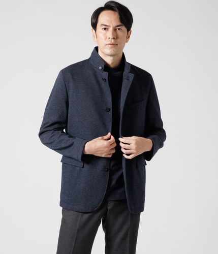 カシミヤ混 ヘリンボーン ビーバー コンバーチブルカラーコート