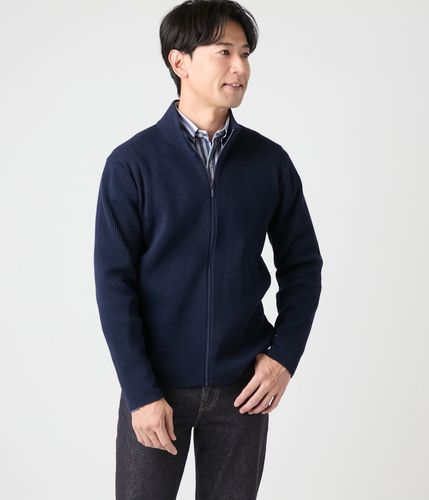 カシミヤ混 ケーブル スタンドカラーカーディガン(11536528-2025