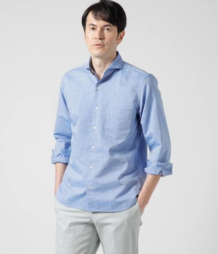 ライトブルーデニム 長袖カッタウェイカラーシャツ(11762709-2024