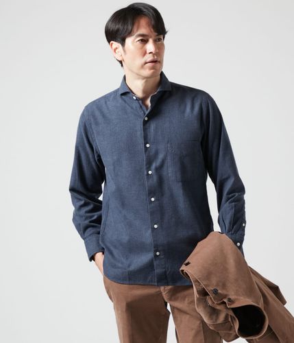 ジャカード ダイヤ 七分袖カッタウェイカラーシャツ(16765713-2025