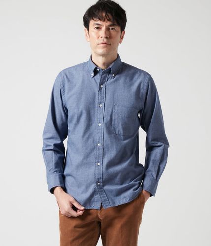 ライトブルーデニム 長袖カッタウェイカラーシャツ(11762709-2024