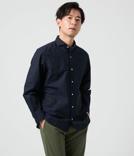 ストレッチ】シャンブレーツイル 長袖カッタウェイカラーシャツ