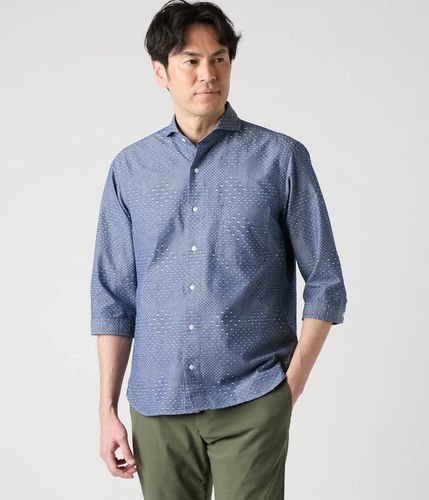 ジャカード ペイズリー 七分袖カッタウェイカラーシャツ(16765714-2025