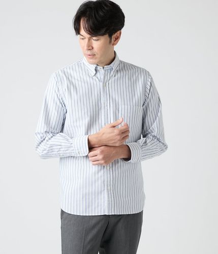 パナマオックスストライプ 長袖ショートボタンダウンシャツ(11765708