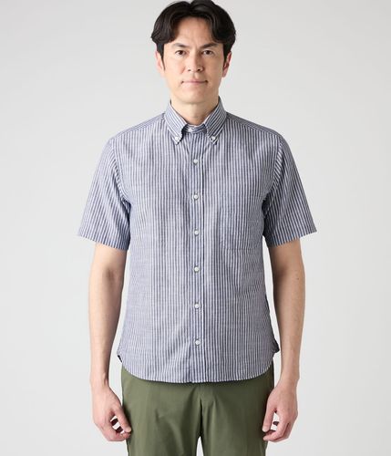 ハケメワッシャーストライプ 半袖ショートボタンダウンシャツ(16775721