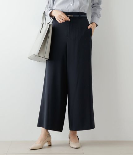 ウォッシャブル】ウォッシャブルWジョーゼット クロップドワイドパンツ