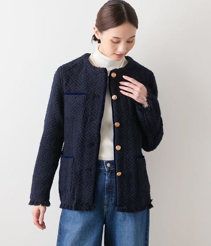 ネオンカラーミックスツィード ノーカラージャケット(51116261-2025