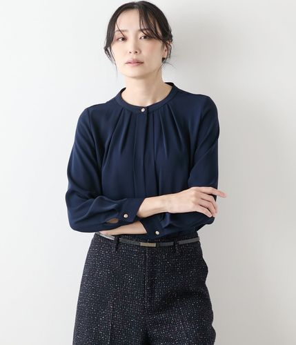 イルミネーションプリント ハイネック七分袖ブラウス(71626412-2025