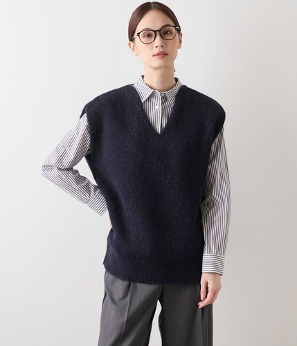 手洗い可】ポリエステルアクリルナイロンウール 片畦アシンメトリー