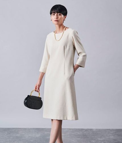 ウールギャバ 7分袖Aラインワンピース(26429000-2023)｜ファッション
