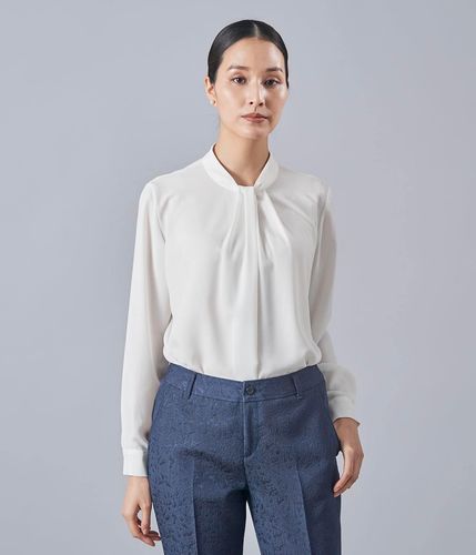 ストレッチジョーゼット ピンタック長袖ブラウス(26625531-2025