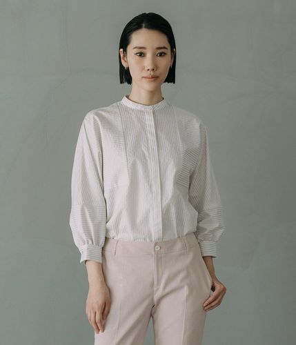 ストレッチジョーゼット ダブルカラーリボンブラウス(26628131-2026