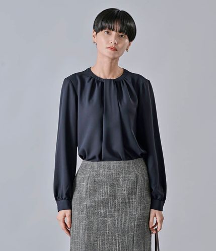 L】シェブロンプリント タックブラウス(54622112-2024)｜ファッション