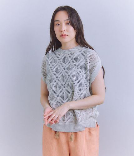 Linen Polyester Yarn レース編みノースリーブニット(37795731
