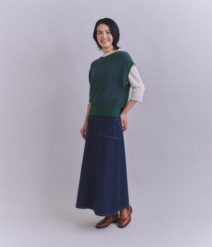 Organic Cotton Wool 配色2wayニットベスト(37796721-2025