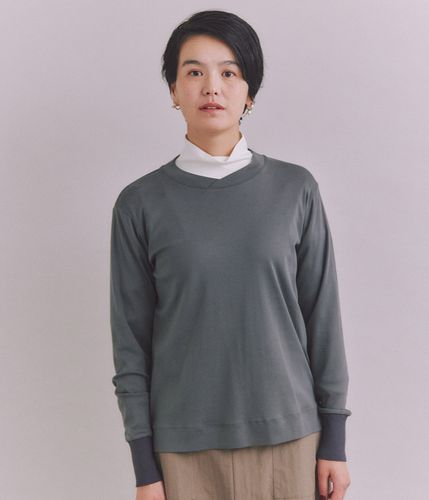 LOTUS］Urtla High Gauge Rib 袖リブクロスネックプルオーバー