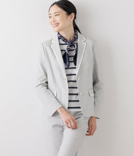 23SS 新品✨ BACK SATIN GEORGETTEノーカラージレ 2 Mame Kurogouchi】 Back Satin Crepe Georgette Embroidered
