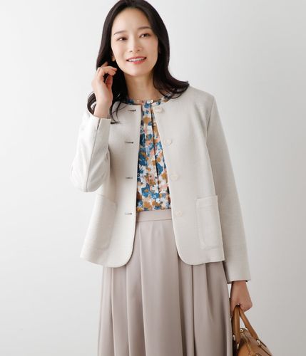 ファンシーツィード フリンジノーカラージャケット(51115110-2025