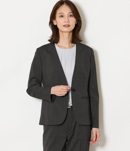 マイクロ千鳥 ノーカラー1釦ジャケット(71125401-2025)｜ファッション