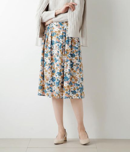 ブーケストライププリント タックフレアスカート(51212151-2024