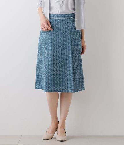 ブーケストライププリント タックフレアスカート(51212151-2024