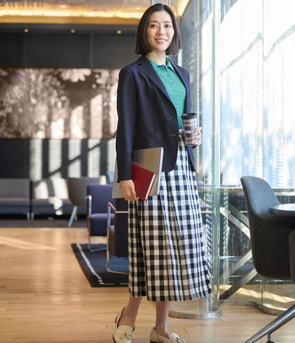 ギンガムチェッククロス ラップ風スカート(51255217-2025