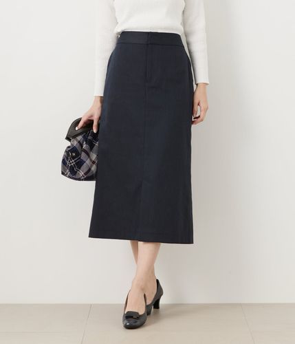 ストレッチ】ウールブレンドダブルクロス ロングタイトスカート